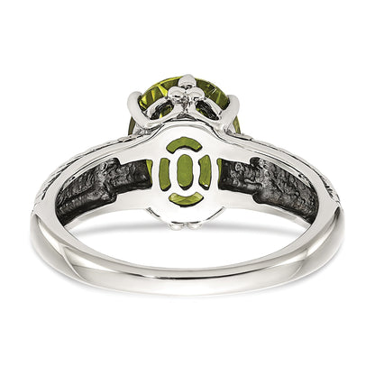 14K/silver Bicolor Shey Couture Sterlingsilber mit 14K Akzente Antikisiert Oval Peridot Ring