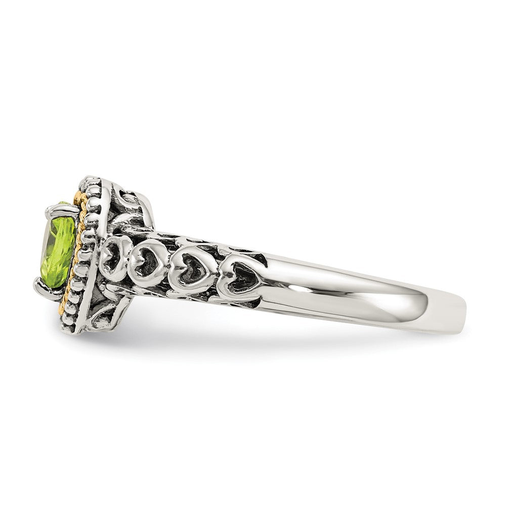 14K/silver Bicolor Shey Couture Sterlingsilber mit 14K Akzente Antikisiert Herz Peridot Ring