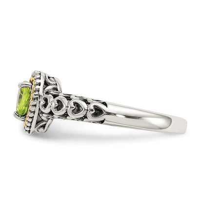 14K/silver Bicolor Shey Couture Sterlingsilber mit 14K Akzente Antikisiert Herz Peridot Ring