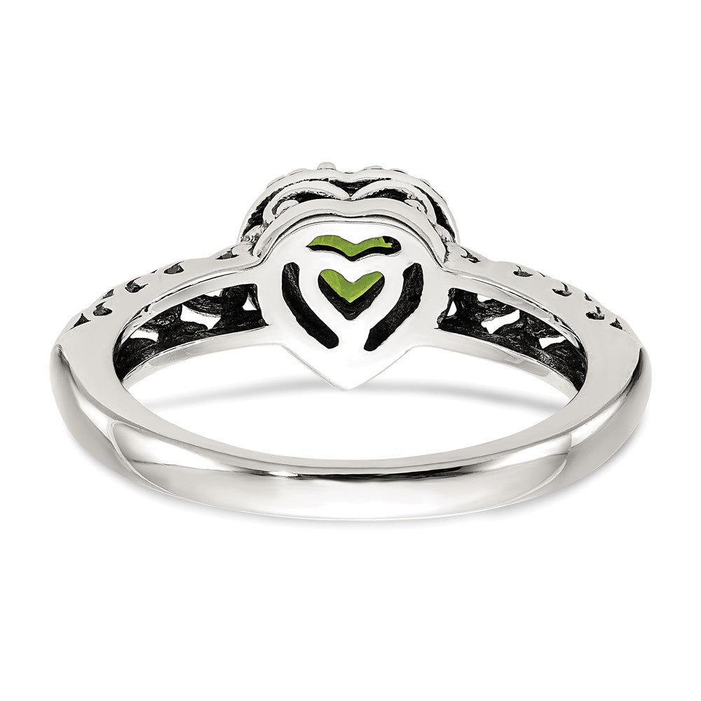 14K/silver Bicolor Shey Couture Sterlingsilber mit 14K Akzente Antikisiert Herz Peridot Ring