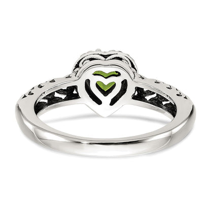 14K/silver Bicolor Shey Couture Sterlingsilber mit 14K Akzente Antikisiert Herz Peridot Ring