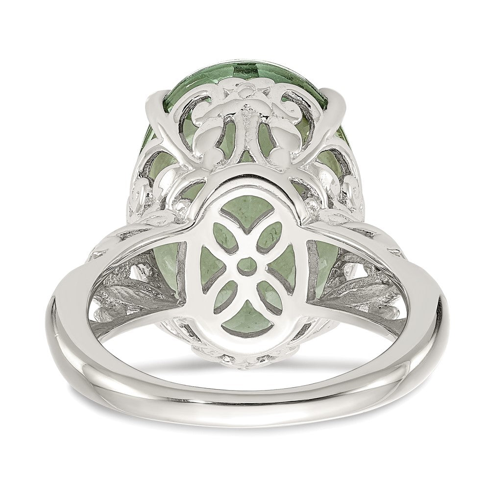 14K/silver Bicolor Shey Couture Sterlingsilber Rhodiniert mit 14K Akzente Oval Grün Quarz Ring