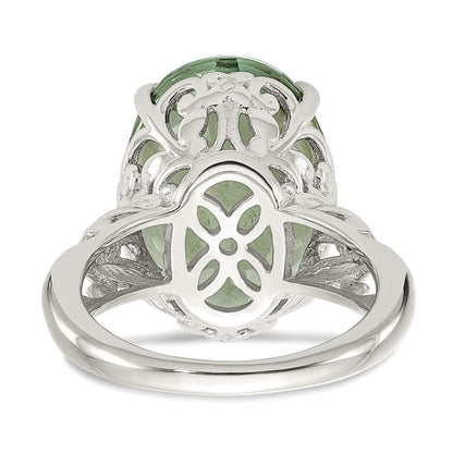 14K/silver Bicolor Shey Couture Sterlingsilber Rhodiniert mit 14K Akzente Oval Grün Quarz Ring
