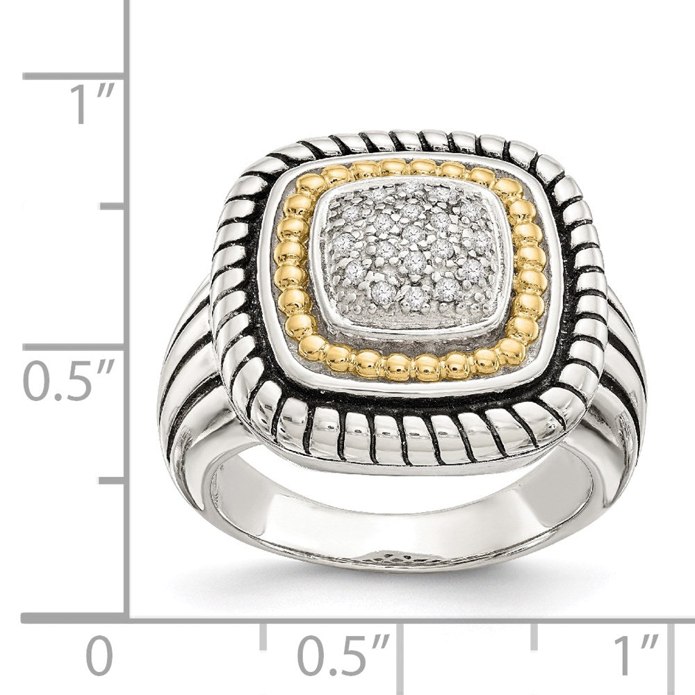 14K/silver Bicolor Shey Couture Sterlingsilber mit 14K Akzente Antikisiert Diamant Ring