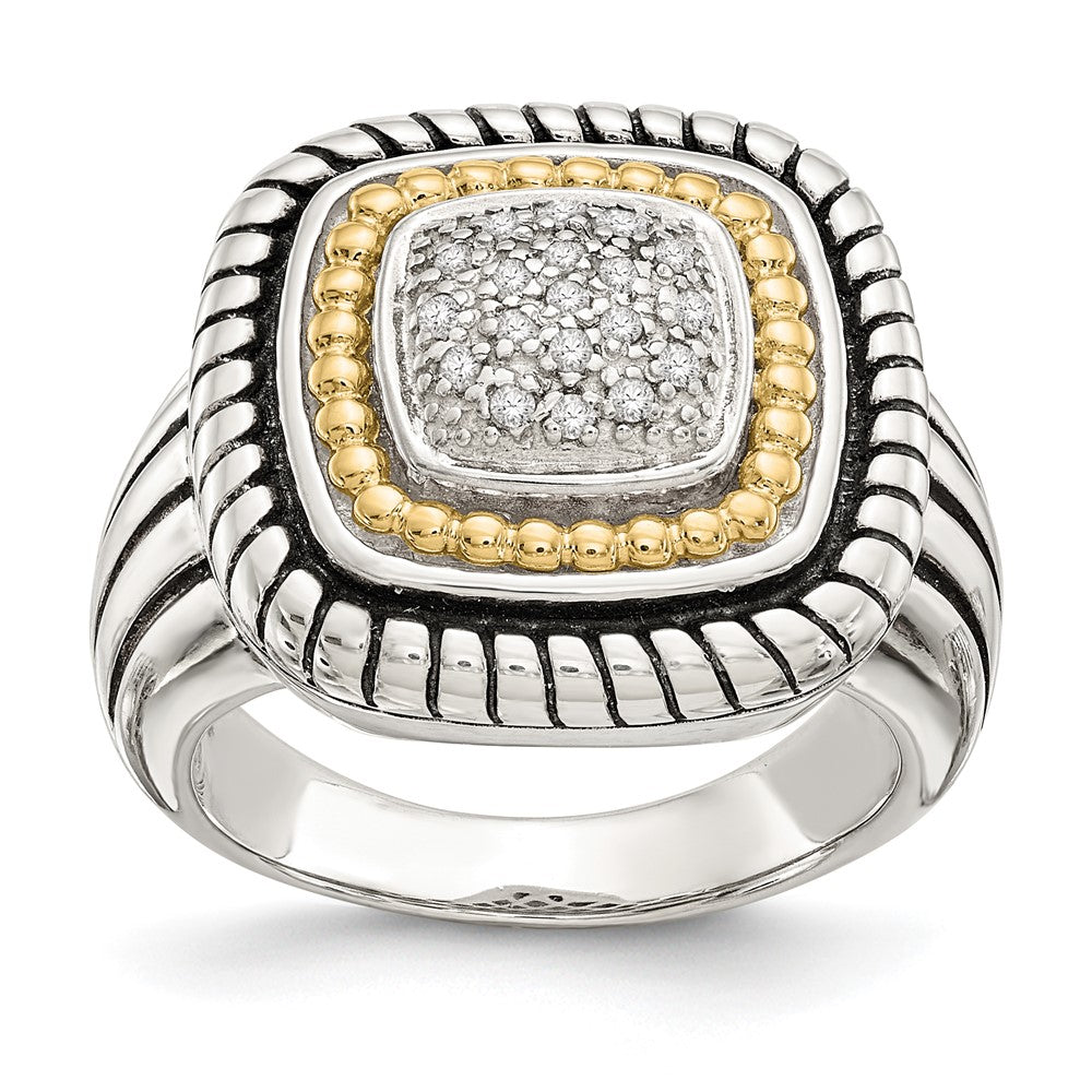 14K/silver Bicolor Shey Couture Sterlingsilber mit 14K Akzente Antikisiert Diamant Ring