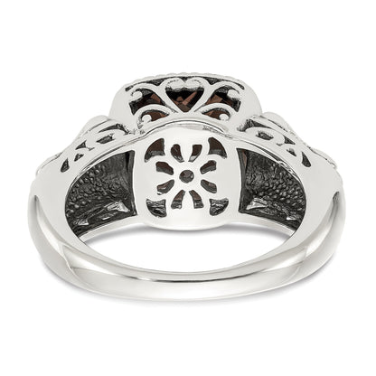 14K/silver Bicolor Shey Couture Sterlingsilber mit 14K Akzente Antikisiert Kissen Rauch Quarz Ring