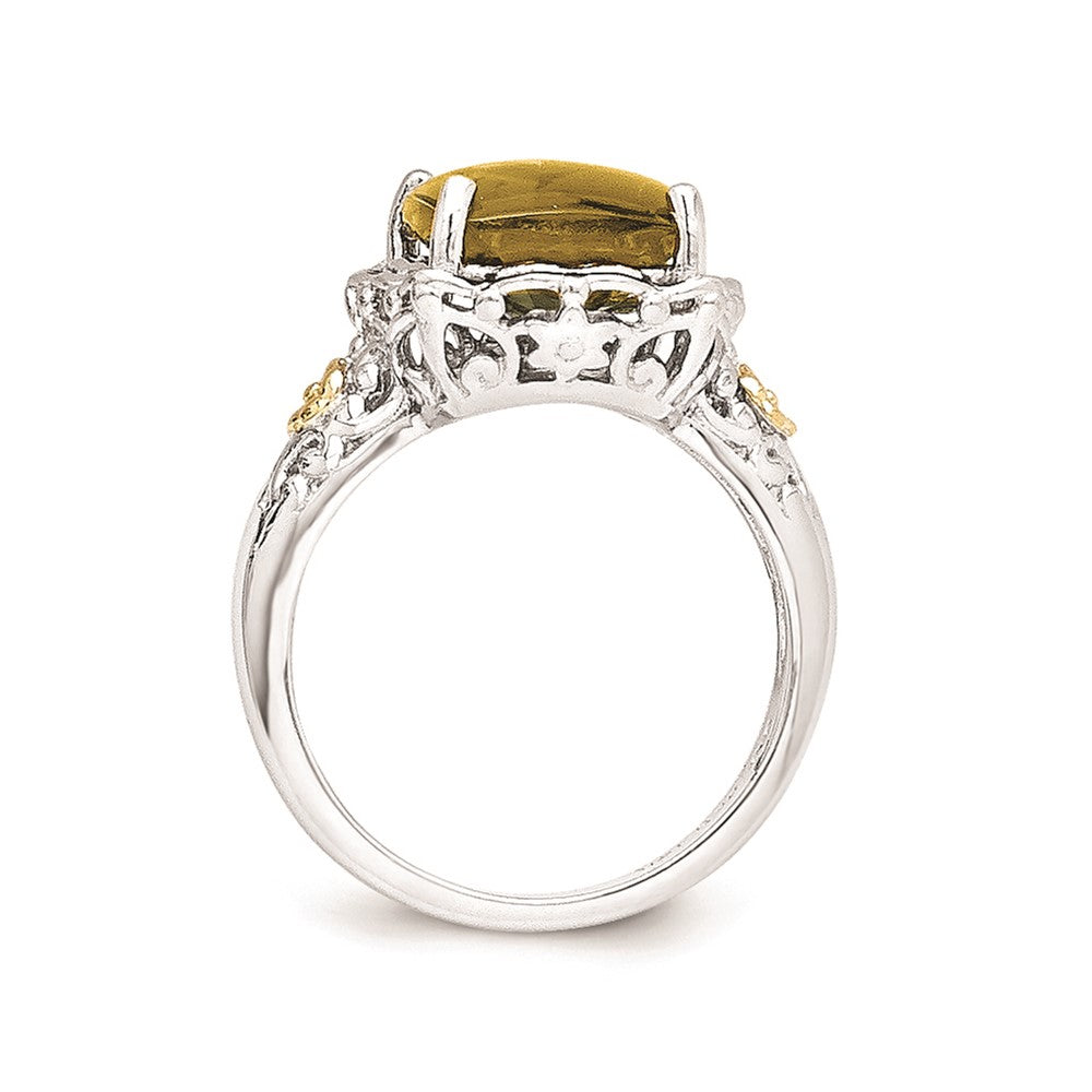 14K/silver Bicolor Sterlingsilber 14K Whiskey Quarz Ring (size 8 Nur)