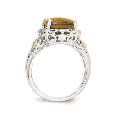 14K/silver Bicolor Sterlingsilber 14K Whiskey Quarz Ring (size 8 Nur)