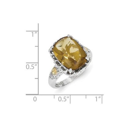 14K/silver Bicolor Sterlingsilber 14K Whiskey Quarz Ring (size 8 Nur)