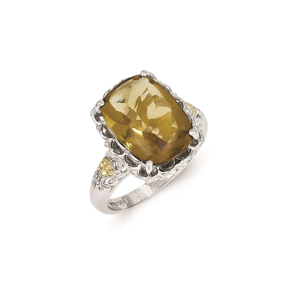 14K/silver Bicolor Sterlingsilber 14K Whiskey Quarz Ring (size 8 Nur)
