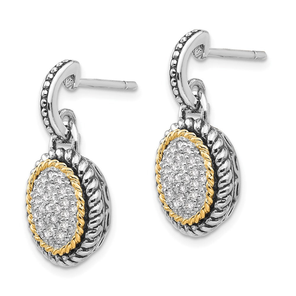14K/silver Bicolor Shey Couture Sterlingsilber mit 14K Akzente Antikisiert Diamant Stecker Ohrhänger