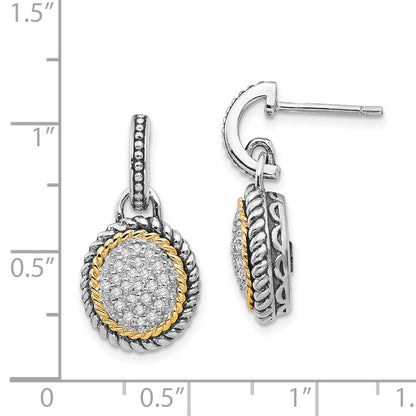 14K/silver Bicolor Shey Couture Sterlingsilber mit 14K Akzente Antikisiert Diamant Stecker Ohrhänger