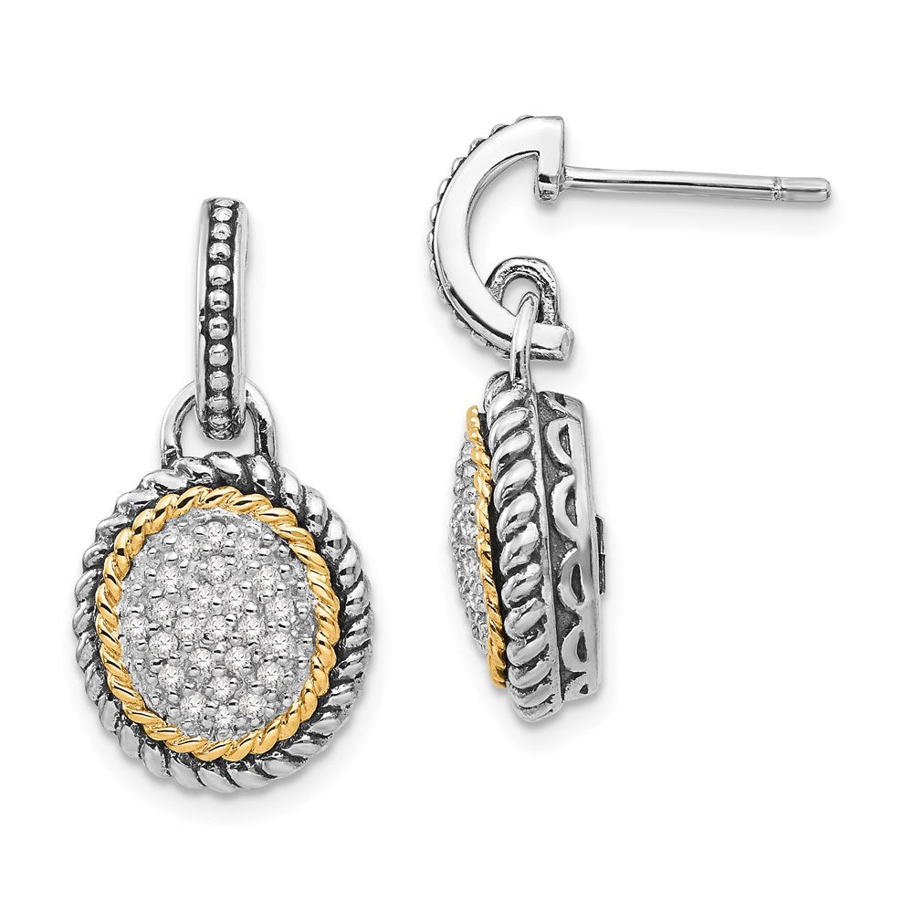 14K/silver Bicolor Shey Couture Sterlingsilber mit 14K Akzente Antikisiert Diamant Stecker Ohrhänger