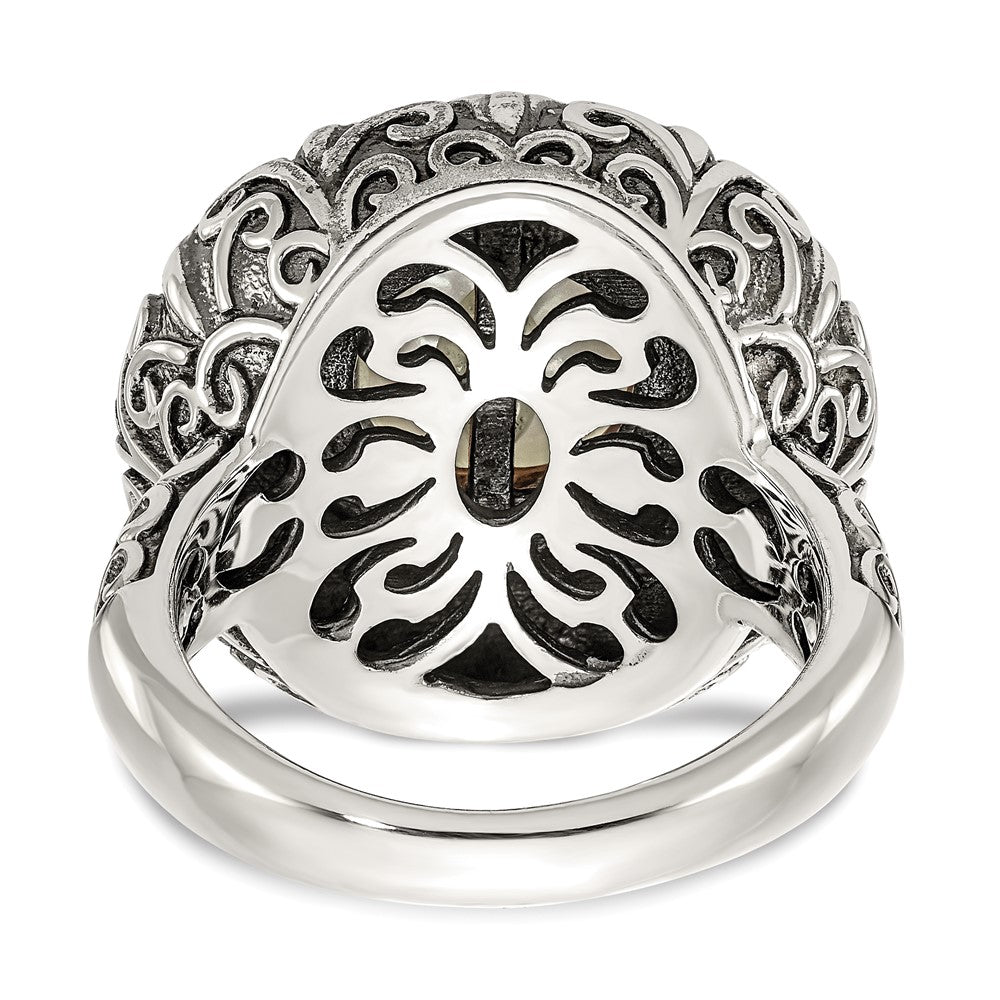 14K/silver Bicolor Sterlingsilber 14K 12mm Fw Zuchtperle Ring (size 7 Nur)
