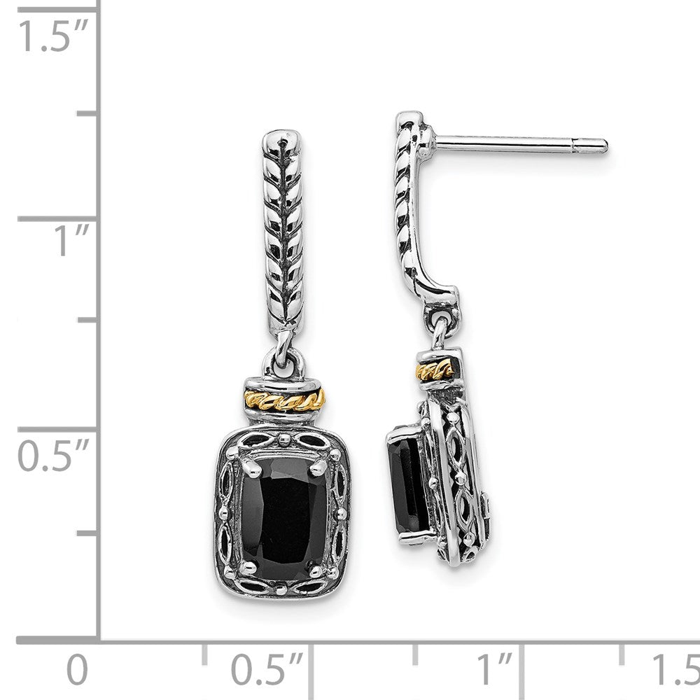 14K/silver Bicolor Shey Couture Sterlingsilber mit 14K Akzente Antikisiert Schwarz Onyx Stecker Ohrhänger