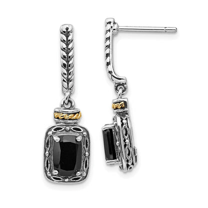 14K/silver Bicolor Shey Couture Sterlingsilber mit 14K Akzente Antikisiert Schwarz Onyx Stecker Ohrhänger