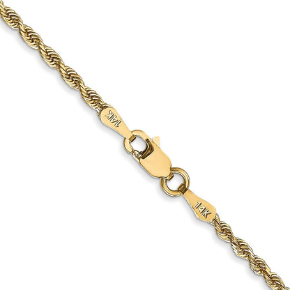 14K Gelbgold 2mm Diamantiert Vierfach Kordel Karabinerverschluss Halskette
