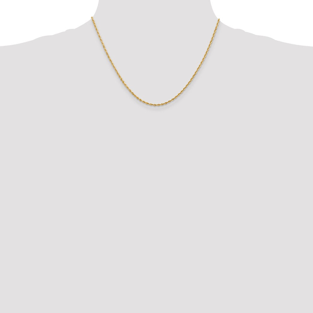 14K Gelbgold 2mm Diamantiert Vierfach Kordel Karabinerverschluss Halskette