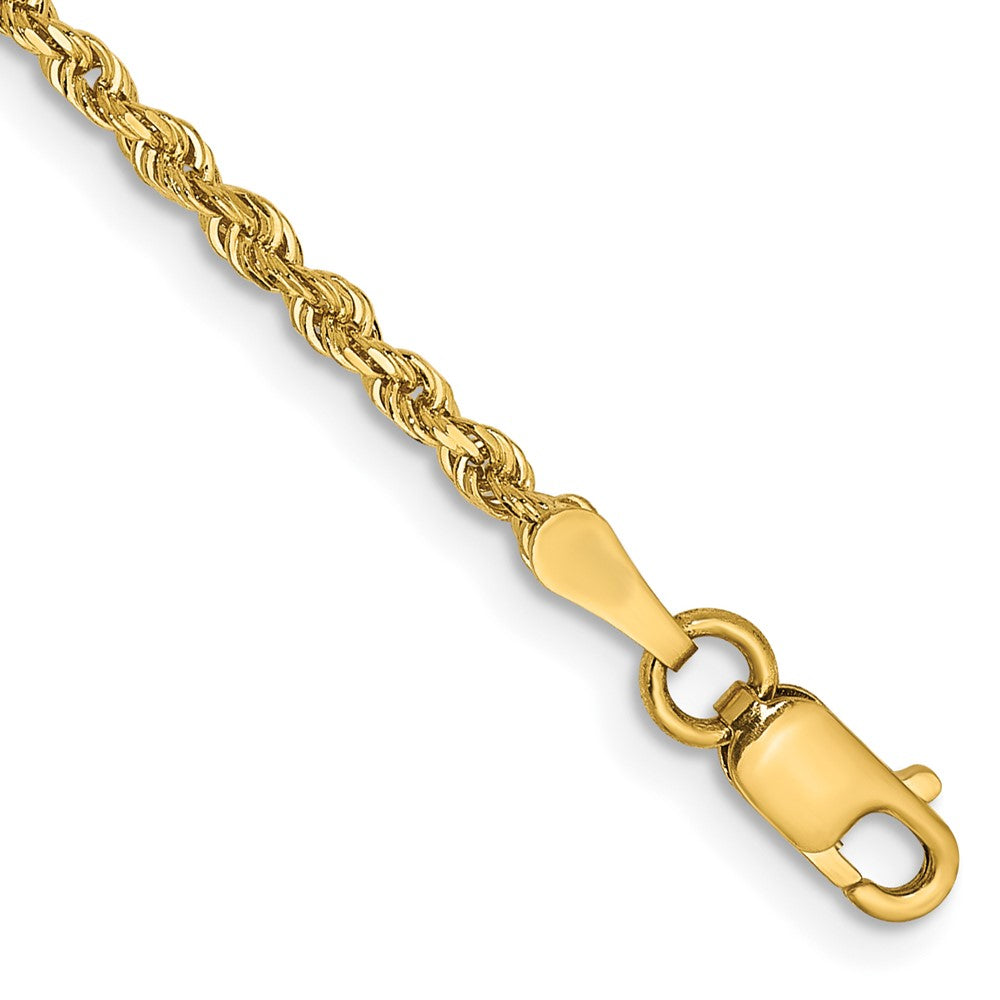 14K Gelbgold 2mm Diamantiert Vierfach Kordel Karabinerverschluss Kette Fußkettchen