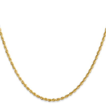 14K Gelbgold 2.25mm Diamantiert Vierfach Kordel Karabinerverschluss Halskette