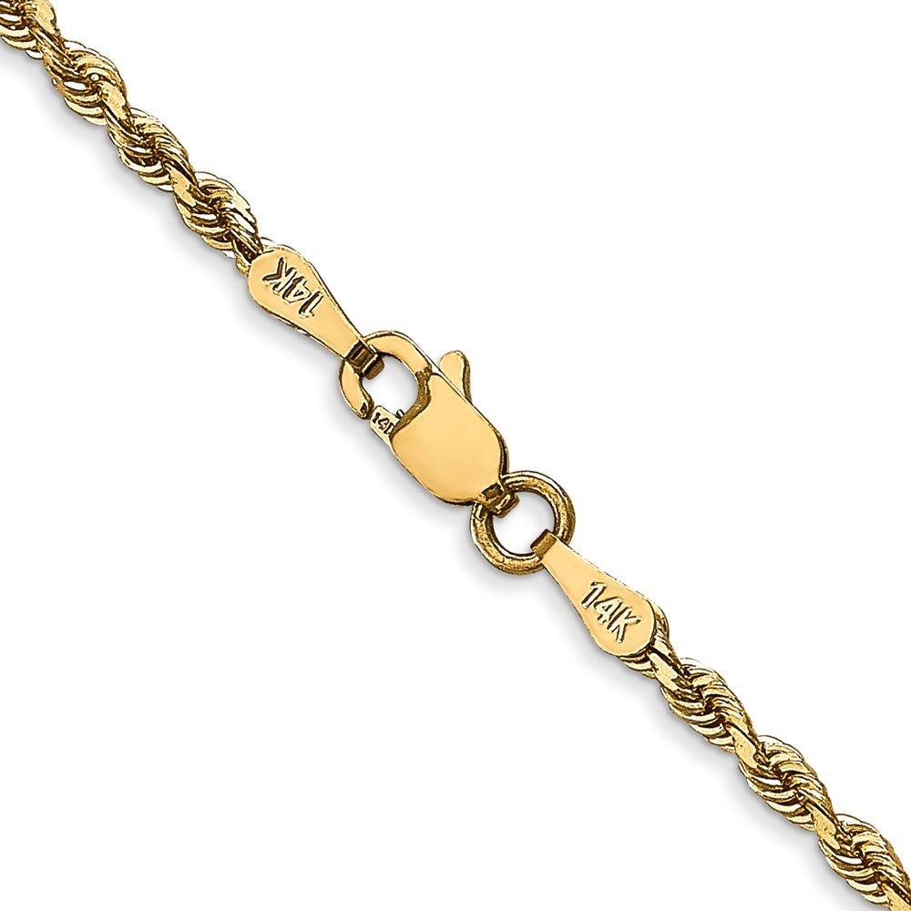 14K Gelbgold 2.25mm Diamantiert Vierfach Kordel Karabinerverschluss Halskette