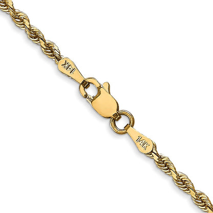 14K Gelbgold 2.25mm Diamantiert Vierfach Kordel Karabinerverschluss Halskette