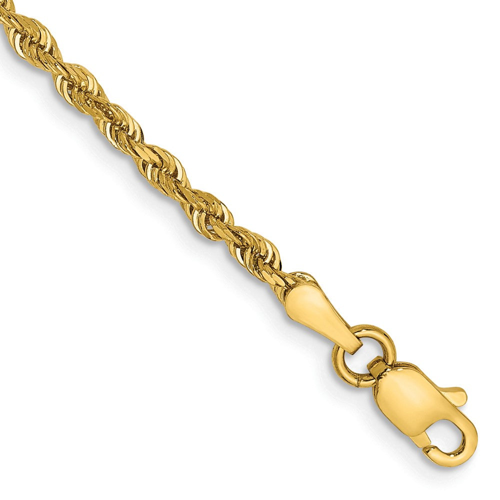 14K Gelbgold 2.25mm Diamantiert Vierfach Kordel Karabinerverschluss Gliederarmband