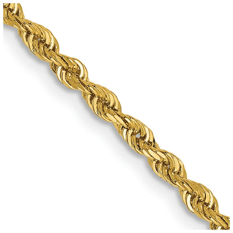 14K Gelbgold 2.25mm Diamantiert Vierfach Kordel Karabinerverschluss Halskette