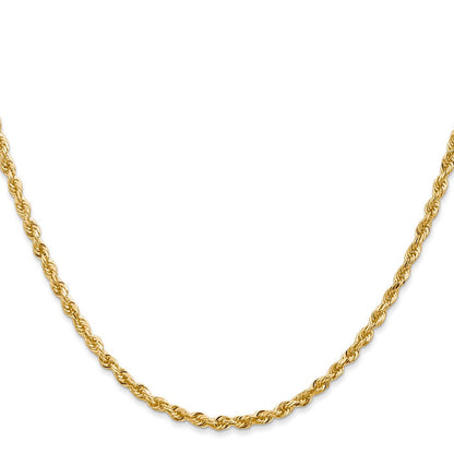 14K Gelbgold 2.75mm Diamantiert Vierfach Kordel Karabinerverschluss Halskette
