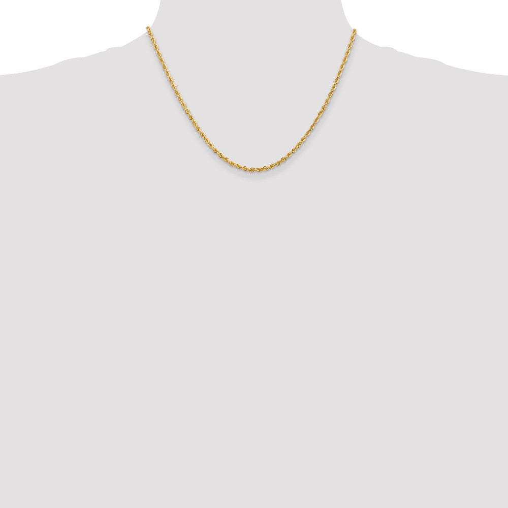 14K Gelbgold 2.75mm Diamantiert Vierfach Kordel Karabinerverschluss Halskette