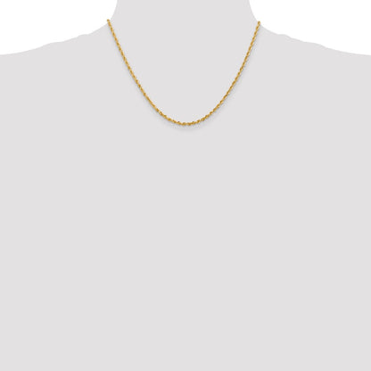 14K Gelbgold 2.75mm Diamantiert Vierfach Kordel Karabinerverschluss Halskette