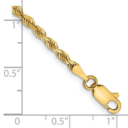 14K Gelbgold 2.75mm Diamantiert Vierfach Kordel Karabinerverschluss Kette Fußkettchen
