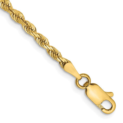 14K Gelbgold 2.75mm Diamantiert Vierfach Kordel Karabinerverschluss Gliederarmband