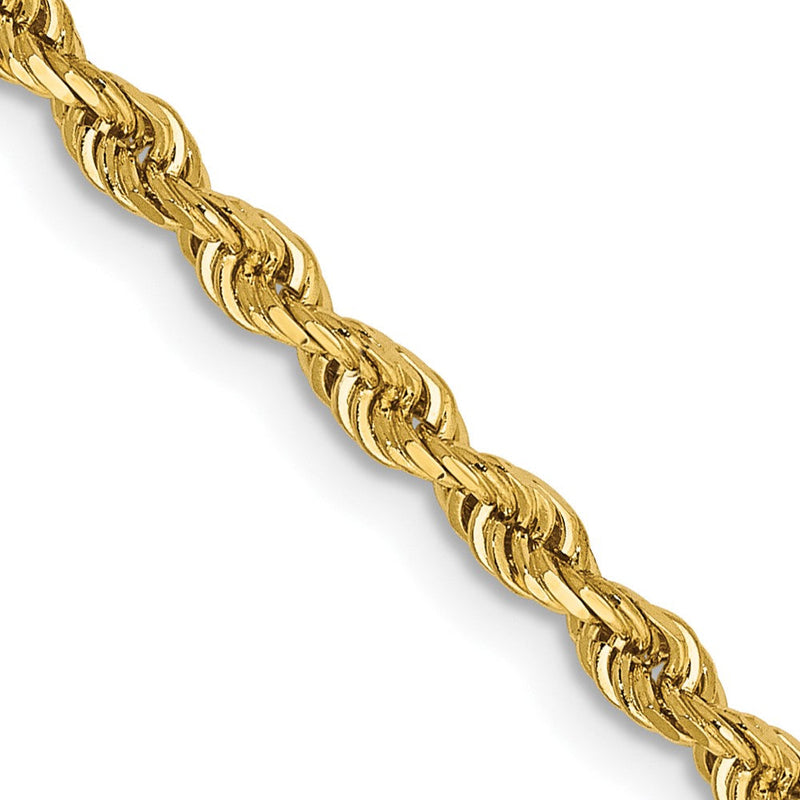 14K Gelbgold 2.75mm Diamantiert Vierfach Kordel Karabinerverschluss Halskette