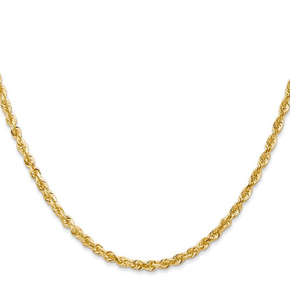 14K Gelbgold 3mm Diamantiert Vierfach Kordel Karabinerverschluss Halskette