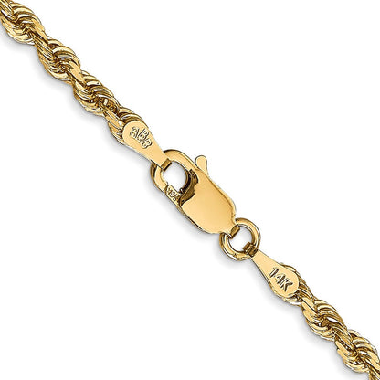 14K Gelbgold 3mm Diamantiert Vierfach Kordel Karabinerverschluss Halskette