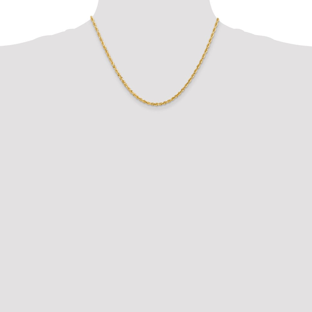 14K Gelbgold 3mm Diamantiert Vierfach Kordel Karabinerverschluss Halskette