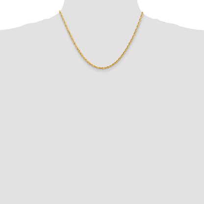 14K Gelbgold 3mm Diamantiert Vierfach Kordel Karabinerverschluss Halskette