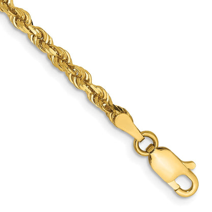 14K Gelbgold 3mm Diamantiert Vierfach Kordel Karabinerverschluss Gliederarmband