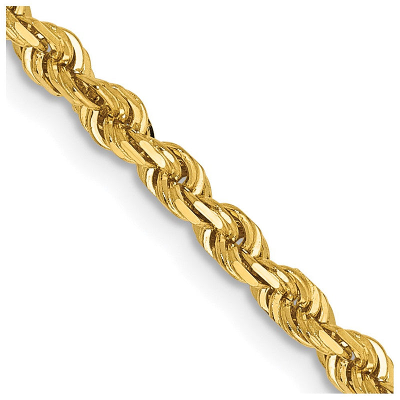 14K Gelbgold 3mm Diamantiert Vierfach Kordel Karabinerverschluss Halskette