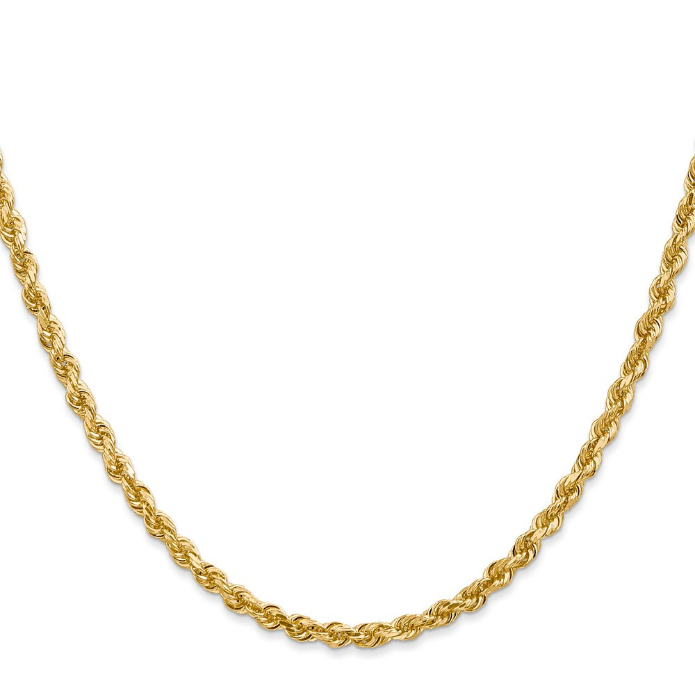 14K Gelbgold 3.35mm Diamantiert Vierfach Kordel Karabinerverschluss Halskette