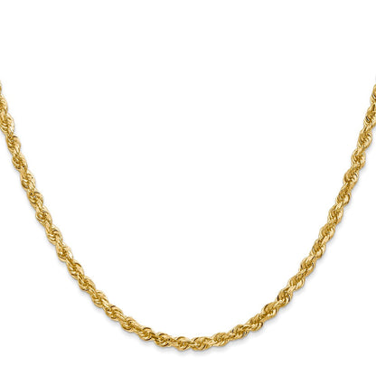 14K Gelbgold 3.35mm Diamantiert Vierfach Kordel Karabinerverschluss Halskette