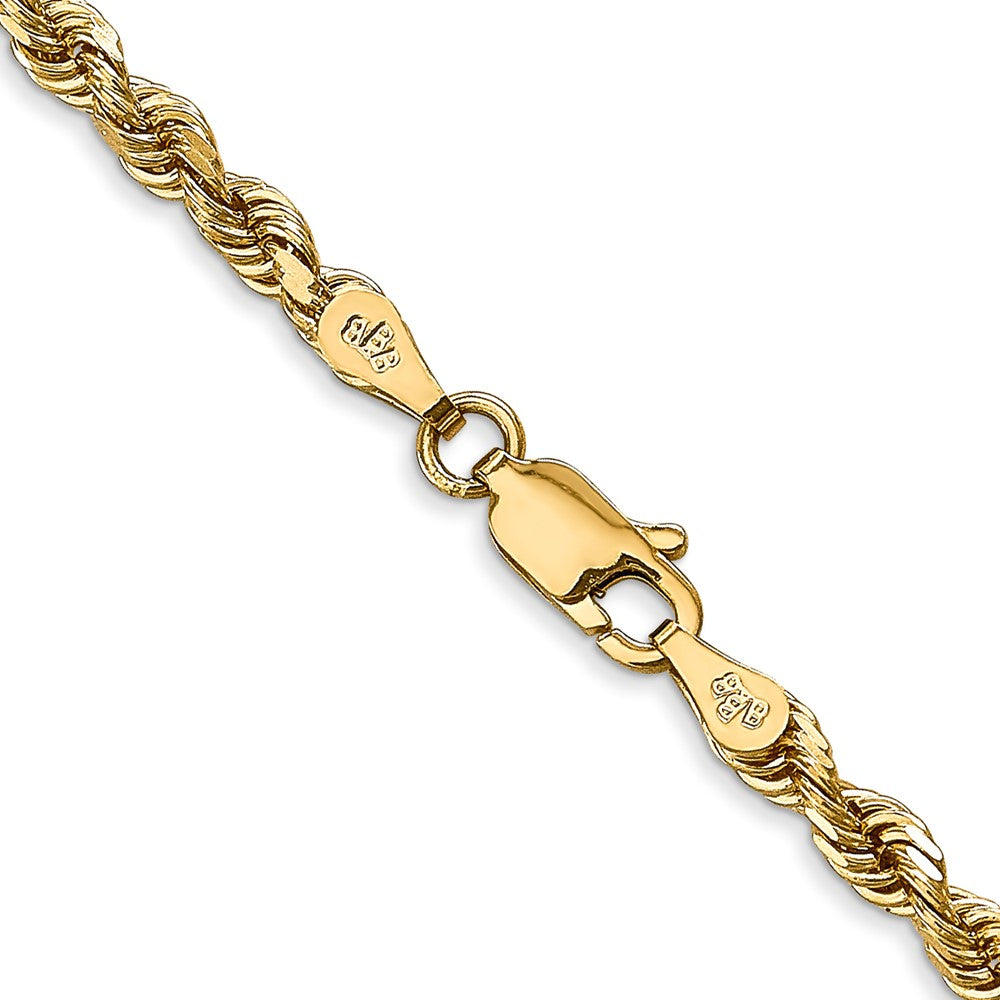 14K Gelbgold 3.35mm Diamantiert Vierfach Kordel Karabinerverschluss Halskette