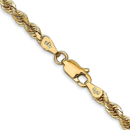14K Gelbgold 3.35mm Diamantiert Vierfach Kordel Karabinerverschluss Halskette