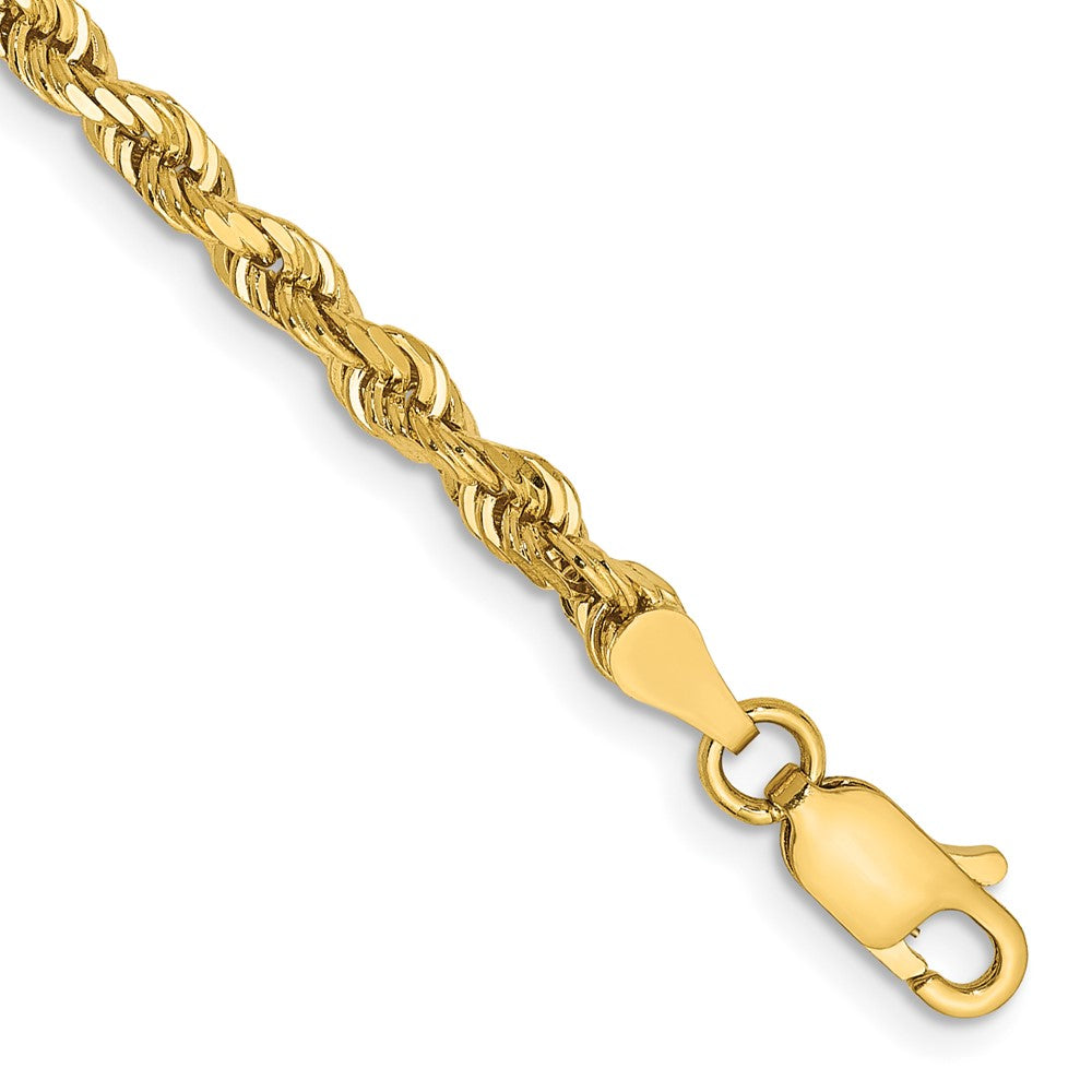 14K Gelbgold 3.35mm Diamantiert Vierfach Kordel Karabinerverschluss Gliederarmband