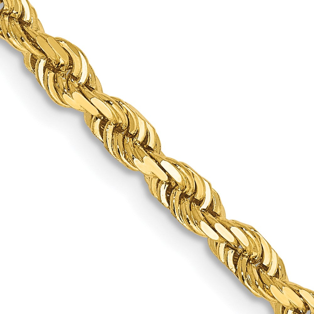 14K Gelbgold 3.35mm Diamantiert Vierfach Kordel Karabinerverschluss Halskette