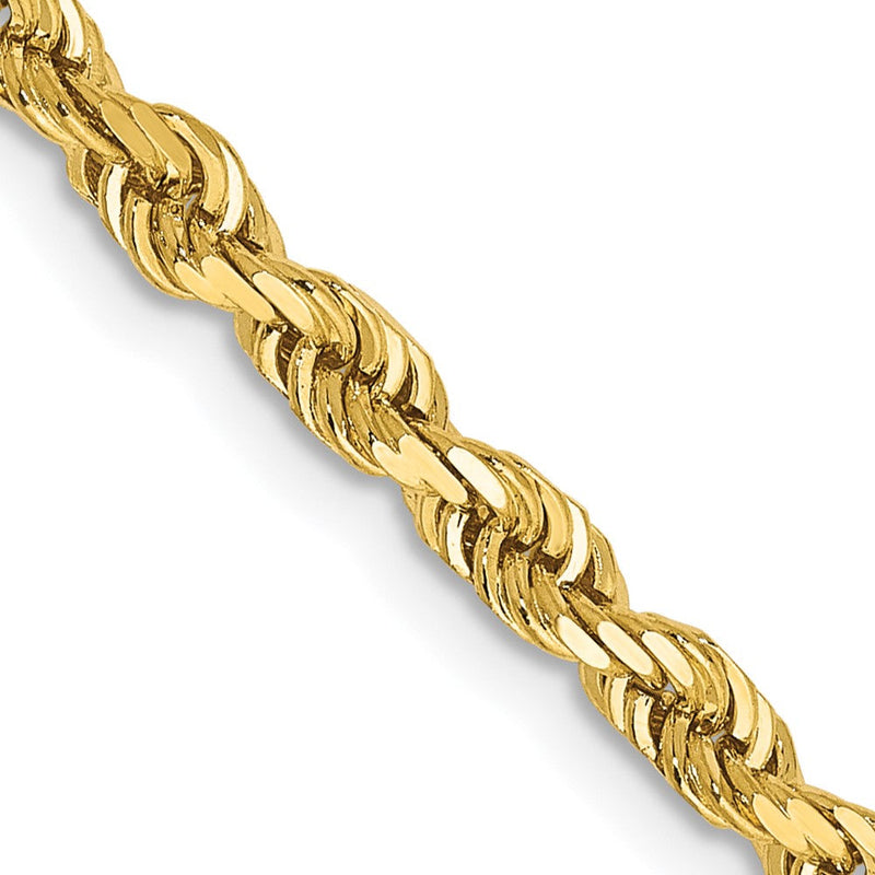 14K Gelbgold 3.35mm Diamantiert Vierfach Kordel Karabinerverschluss Halskette