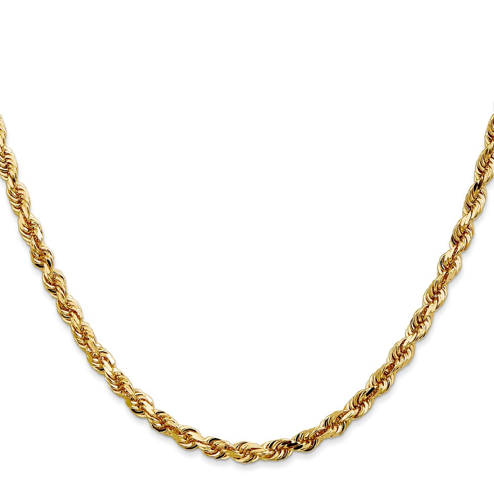 14K Gelbgold 4mm Diamantiert Vierfach Kordel Karabinerverschluss Halskette
