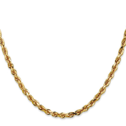 14K Gelbgold 4mm Diamantiert Vierfach Kordel Karabinerverschluss Halskette