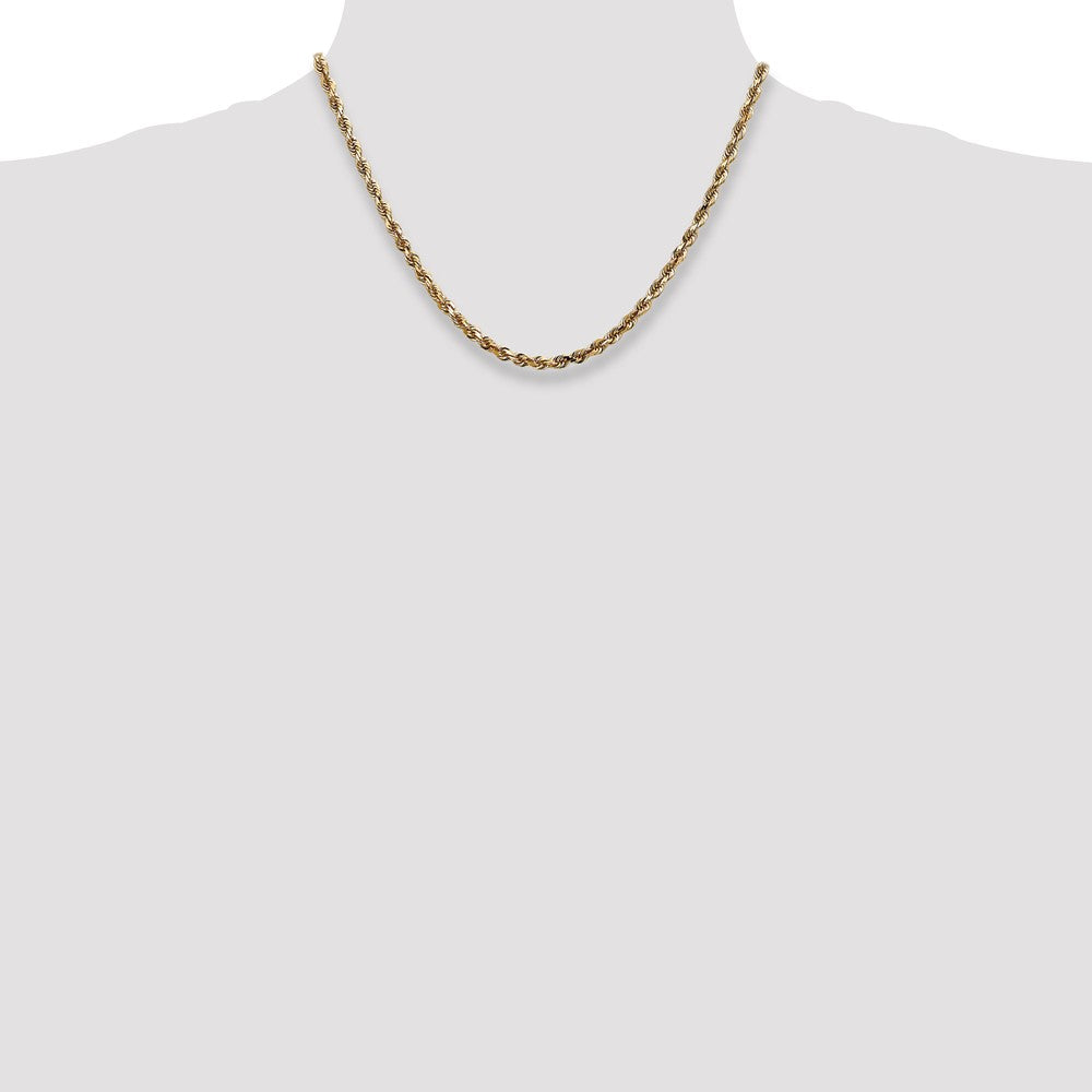 14K Gelbgold 4mm Diamantiert Vierfach Kordel Karabinerverschluss Halskette